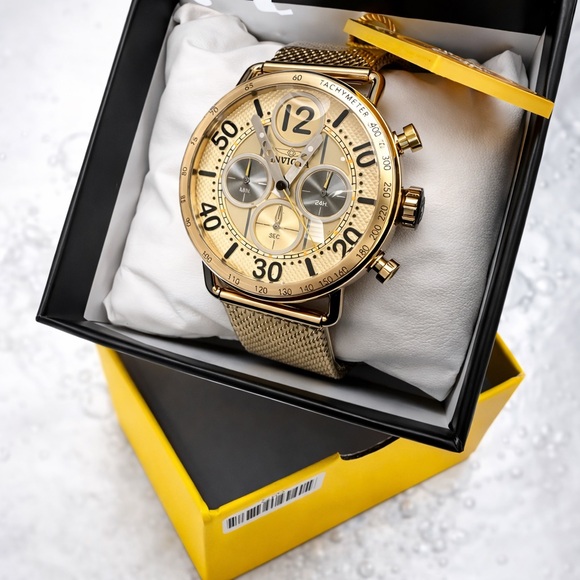 New Invicta Speedway 69473 Gold Tone With Mesh Bracelet Men’s Watch 44mm - Picture 2 of 5